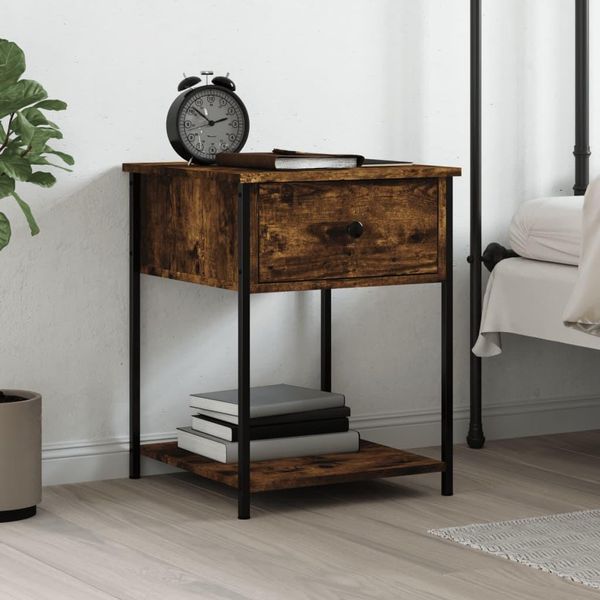 The Living Store Comodino Rovere Fumé 44X45X58 Cm Materiale Legno-image