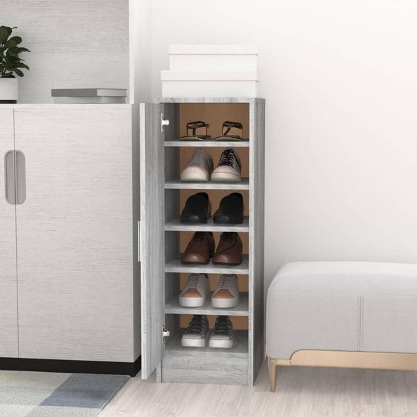 Vidaxl Scarpiera Grey Sonoma 32X35X92 Cm Materiale A Base Di Legno - Scarpiera - Ripiani Per Scarpe - Armadietto Per Scarpe - Armadietto Per Scarpe-image