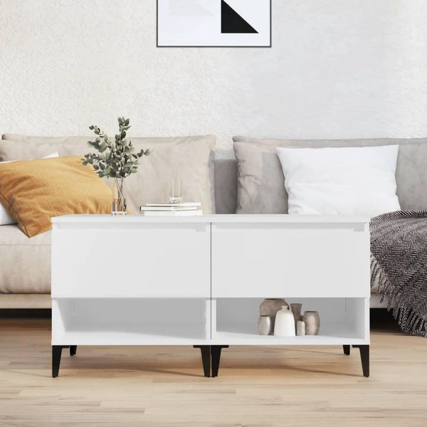 The Living Store Tavolini 2 Pz. Bianco 50X46X50 Cm Materiale A Base Di Legno-image