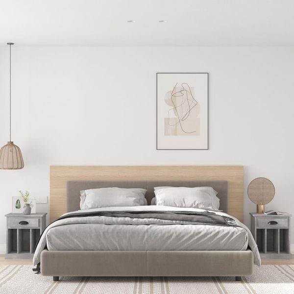 The Living Store Comodini 2 Pz. Grigio Cemento 43X36X50 Cm-image