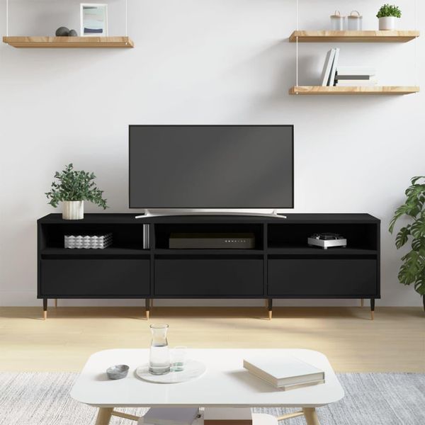 The Living Store Mobile Tv Nero 150X30X44,5 Cm Materiale In Legno-image