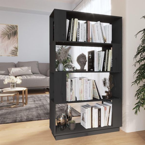 Vidaxl Scaffale/Divisorio Grigio 80X25X132 Cm In Legno Di Pino Massiccio - Scaffale - Librerie - Libreria - Scaffale Portaoggetti-image