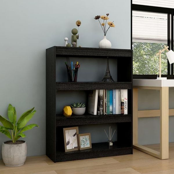 Vidaxl Libreria/Divisorio Nero 100X30X103 Cm In Pino Massiccio - Libreria - Librerie - Libreria - Librerie-image