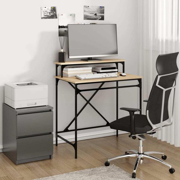 Vidaxl Scrivania In Rovere Sonoma 80X50X90 Cm In Legno E Ferro - Scrivania - Scrivania - Scrivania Per Ufficio - Scrivania Per Computer-image