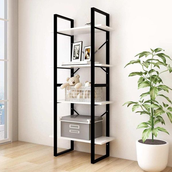 Vidaxl Libreria 4 Scomparti Bianca 60X30X140 Cm In Legno Di Pino Massello - Libreria - Librerie - Librerie - Librerie-image