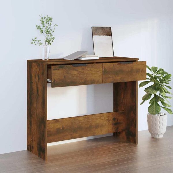 Vidaxl Tavolo Consolle In Rovere Fumé 90X36X75 Cm In Legno - Tavolo Consolle - Tavoli Consolle - Tavolo - Tavolo Da Corridoio-image