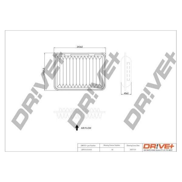 Dr!Ve+ DP1110.10.0141 - Oe 17801 0D060 Filtro Aria Per Auris (E15), Auris (E18), Avensis (T27), Corolla (E15), Corolla (E18), Rav 4 Iii (A3), Rav 4 Iv (A4), Verso (R2), Yaris (P1), Yaris (P9)-image