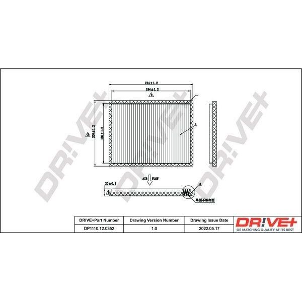 Dr!Ve+ DP1110.12.0352 - Filtro Aria Abitacolo Oe 95947238 Per Spark (M200, M250), Spark (M300)-image