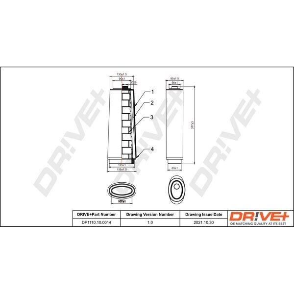 Dr!Ve+ DP1110.10.0014 - Filtro Aria Oe 13 71 2 246 997 Per Serie 1 (E81), Serie 1 (E87), Serie 3 (E46), Serie 3 (E90), Serie 3 (E91), Serie 5 (E39), Serie 5 (E60), Serie 5 (E61), X3 (E83), Freelander (L314)-image