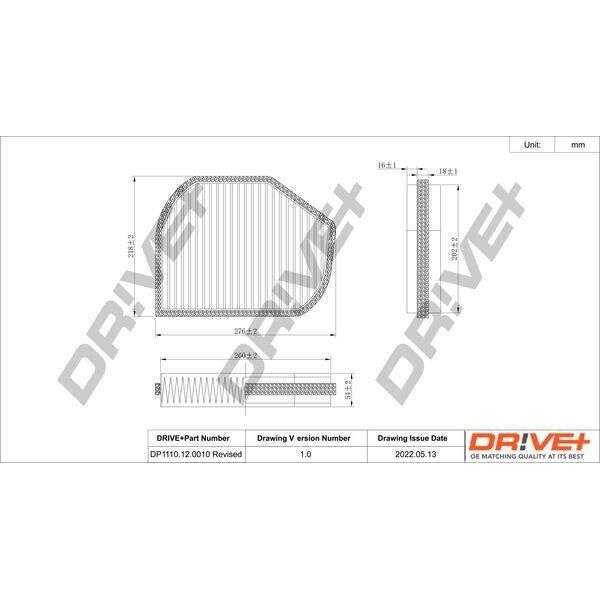 Dr!Ve+ DP1110.12.0010 - Filtro Aria In Cabina Oe 2028300018 Per Crossfire, Clk (C208), Clk (A208), Classe E (W210), Classe C (W202), Classe E (VF210), Classe E (S210), Slk (R170), Classe C (S202)-image