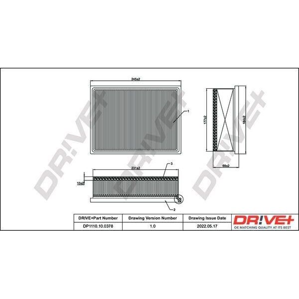 Dr!Ve+ DP1110.10.0378 - Oe 1444 Fk Luftfilter FüR C4 G-Picasso I (Ua), C4 I (Lc), C4 Picasso I (Ud), 307, 307 Cc (3B), 307 Sw (3H), 308 I-image