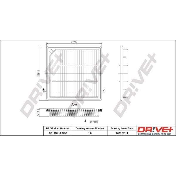 Dr!Ve+ DP1110.10.0436 - Filtro Aria Oe 68091843AA Per Freemont-image