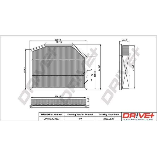 Dr!Ve+ DP1110.10.0337 - Oe 13 71 7 542 545 Filtro Aria Per X3 (E83), Z4 (E86), Z4 (E85)-image