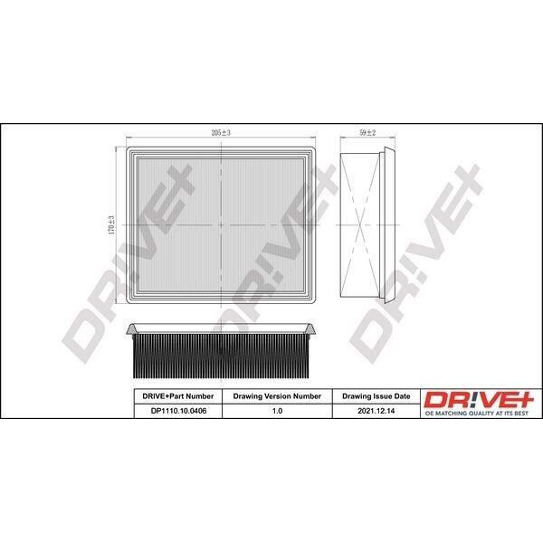 Dr!Ve+ DP1110.10.0406 - Filtro Aria Oe 1444 J3 Per Xsara, 206 Cc (2D), 206 (2A/C), 206 Sw (2E/K), 206 Van-image