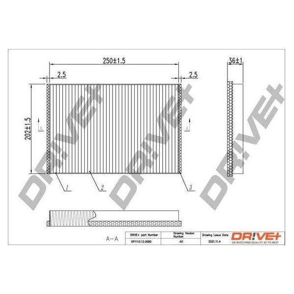Dr!Ve+ DP1110.12.0080 - Filtro Aria In Cabina Oe 31404959 Per C-Max, Focus Iii, Grand C-Max, Gt, Kuga Ii, Tourneo Connect, Transit Connect, V40 (525, 526)-image