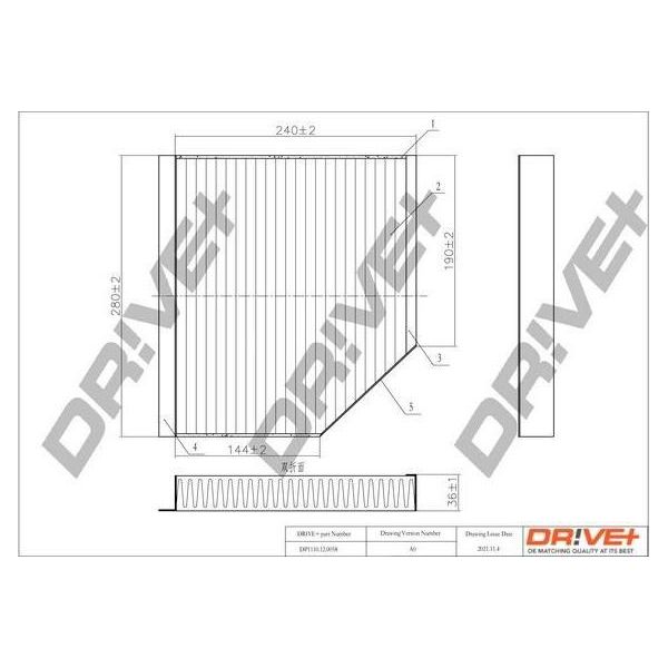 Dr!Ve+ DP1110.12.0058 - Filtro Aria Abitacolo Oe 8K0819439 Per A4 (8K), A5 (8T), A5 (8F), Q5 (8R), Macan (95B)-image