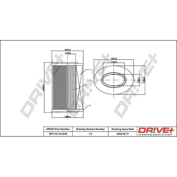 Dr!Ve+ DP1110.10.0239 - Filtro Aria Oe 55183562 Per 159 (939), Brera (939), Spider (939)-image
