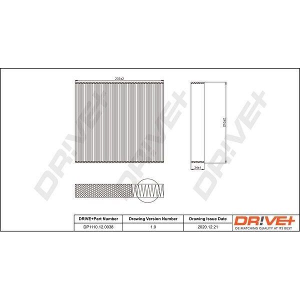 Dr!Ve+ DP1110.12.0038 - Filtro Aria In Cabina Oe 30780376 Per Focus Ii, Focus C-Max (DM2), Focus (Daw, Dbw), C30 (533), C70 Ii Cabriolet (542), S40 Ii (544), V50 (545)-image