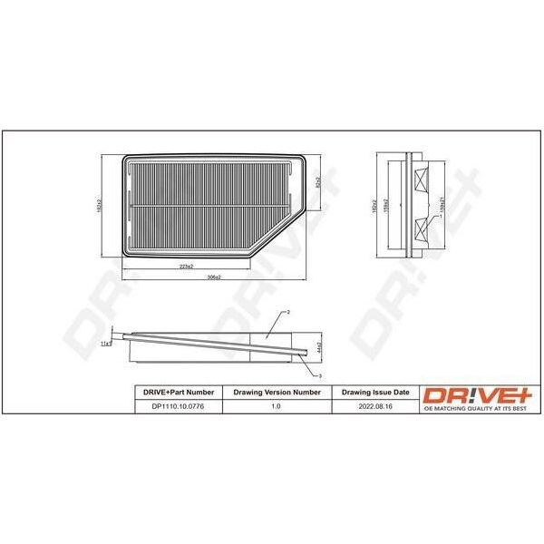 Dr!Ve+ DP1110.10.0776 - Filtro Aria Oe 17220RSRE00 Per Civic Viii-image