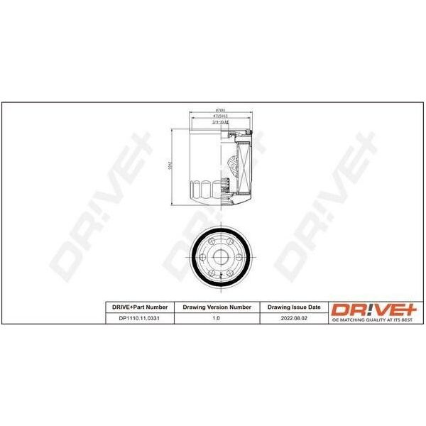 Dr!Ve+ DP1110.11.0331 - Filtro Olio Oe SH0114302 Per 2 (Dj, Dl), 3 (Bm, Bn), 3 (Bp), 6 (G), CX-3 (Dk), CX-5 (Gh, Ke), CX-5 (Kf), CX-7 (Er)-image