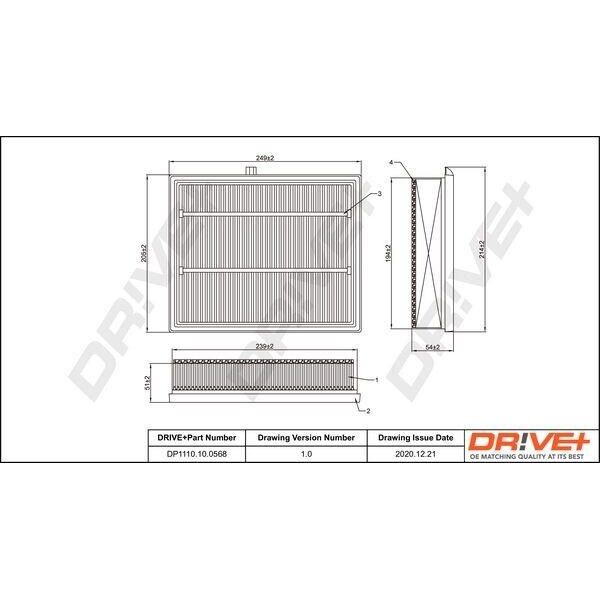 Dr!Ve+ DP1110.10.0568 - Filtro Aria Oe 13 71 3 465 456 Per Auris (E18), Avensis (T27), Rav 4 Iv (A4), Verso (R2)-image