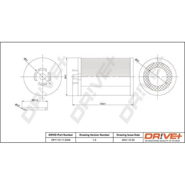 Dr!Ve+ DP1110.11.0346 - Filtro Olio Oe 650155 Per Astra J, Astra K, Cascada (W13), Insignia A (G09), Insignia B (Z18), Zafira Tourer C-image