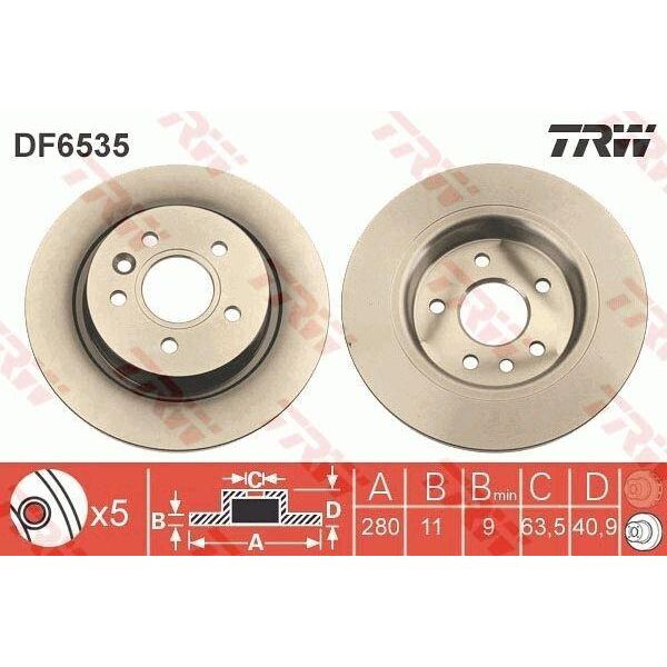 Trw DF6535 - Disco Freno Oe 31341645 Per V40 (525, 526)-image