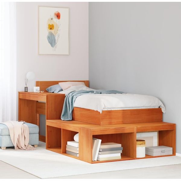 Maison Exclusive - Comodino Con Scrivania Marrone Cera 222X107X75 Cm Legno Massello-image