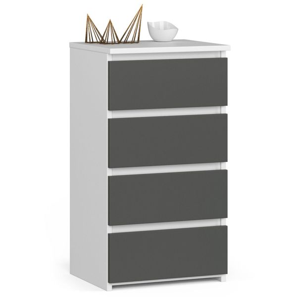 Comò Elegante CL4 Con 4 Cassetti In Grafite E Bianco Per Stoccaggio-image
