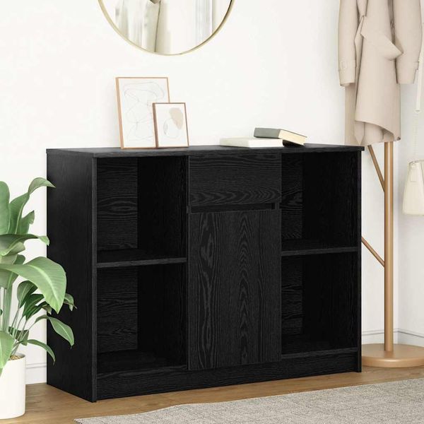 Maison Exclusive - Credenza Con Cassetto Effetto Rovere Nero 101X35X76 Cm-image