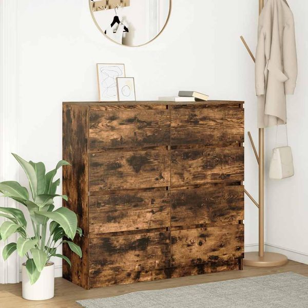 Maison Exclusive - Credenza Rovere Fumo 100X35X99 Cm In Legno Multistrato-image