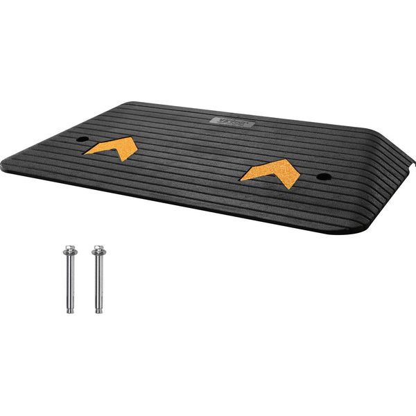 Rampa Per Soglie Rampa Per Soglie Di Porte In Gomma Piena Portata 15 Tonnellate Rampa Per Cordoli Con Canale 90,2X53,34X7,6 Cm Rampa Per Sedie A Rotelle Rampa In Gomma Ideale Per Terreni Irregolari Cordoli-image