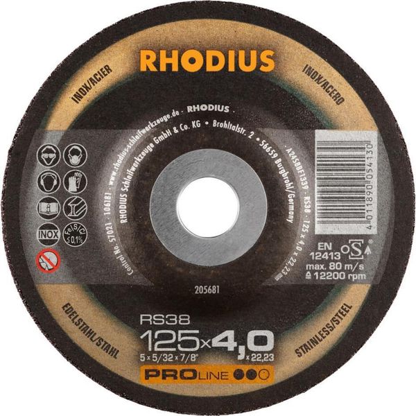 Disco Da Sbavo Rhodius Rs 38 125X4.0X22.23Mm Acciaio Inox Proline - 205681-image