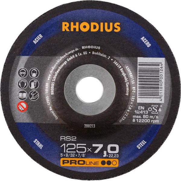 Rhodius 200213 RS2 Grinding Disc (Off-Set) Diameter 125 Mm Bore Diameter 22.23 Mm Steel 1 Pc(S)-image