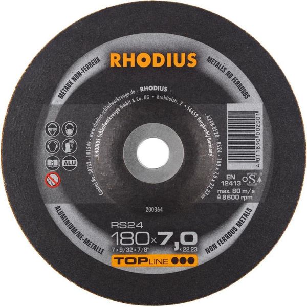 Rhodius 200364 Grinding Disc Diameter 180 Mm Bore Diameter 22.23 Mm Steel 1 Pc(S)-image