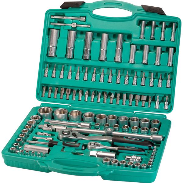 Set Cricchetti E Bussole Da 110 Pezzi | Wiesemann 80126 | Lega Acciaio In Cromo E Vanadio | Bussole E Punte | 1/2″ | 1/4″ | Bussole Con Bocca Esagonale | Punte Ph E Pz | Valigetta Per Trasporto-image