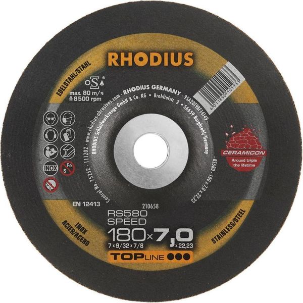 Rhodius 210658 RS580 Speed Disco Abrasivo A Gomito 180 Mm 22,23 Mm 1 Pz.-image
