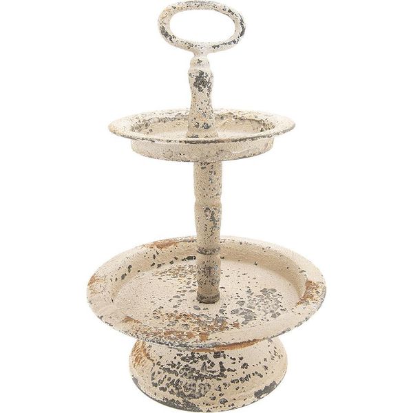 Etagere A 2 Strati Clayre & Eef Ø 22X34 Cm Ferro Beige-image