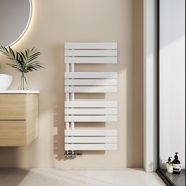 Asciugamani Emke Radiatore Da Bagno Radiatore A Pannello Attacco Laterale Acqua Calda A Parete 1041 X 500 Mm Bianco Senza Elemento Riscaldante-image