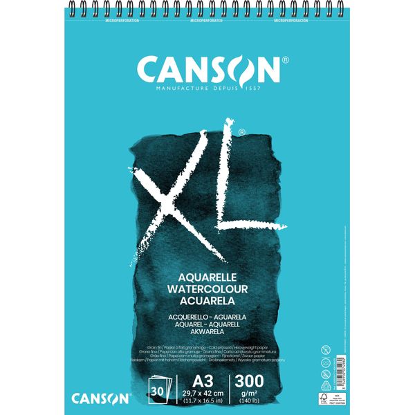 Blocco Per Acquerello Canson Aquarelle Xl 300 G 30 Fogli 5 Pezzi (29,7 X 42 Cm)-image