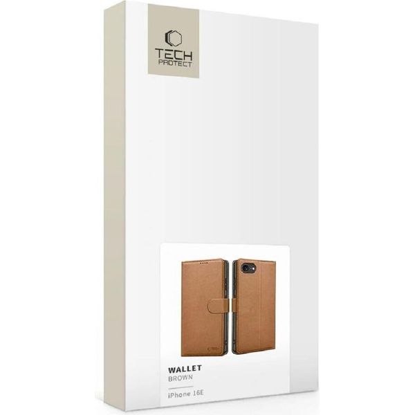 Tech-Protect Custodia Per Cellulare Custodia A Libro Flip Cover Con Chiusura Magnetica Compatibile Con Iphone 16E (Se 4 2025) Marrone Scuro-image