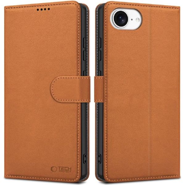 Tech-Protect Custodia Per Cellulare Custodia A Libro Con Chiusura Magnetica Compatibile Con Iphone 16E (Se 4 2025) Marrone Chiaro-image