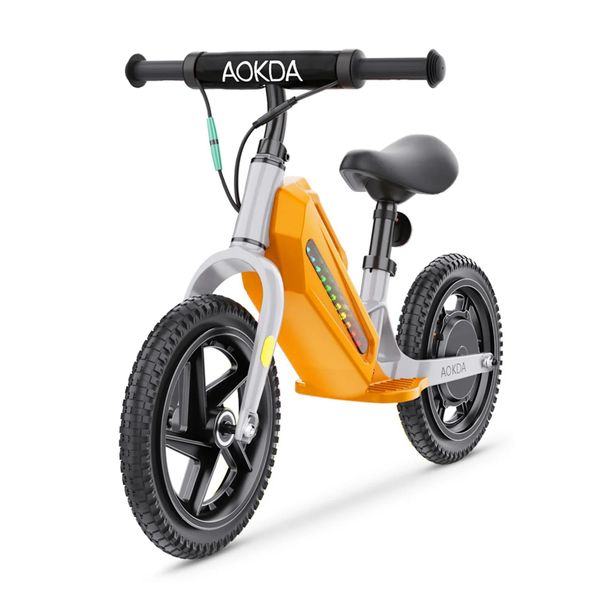 Aokda AO-K8 Bici Elettrica Per Bambini - Motore180W Batteria 21.6V5.2AH Pneumatici 12" - Arancione"-image