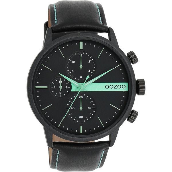 Oozoo Orologio Da Polso In Pelle Nera Orologi Da Uomo Analogici Al Quarzo UOC11229-image