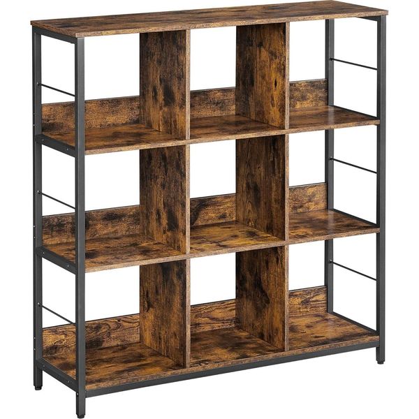 Vasagle Scaffale A 3 Livelli, Libreria A 9 Scomparti, Scaffale Cubo Per Soggiorno, Studio, Corridoio, Cucina, 100X30X103Cm-image