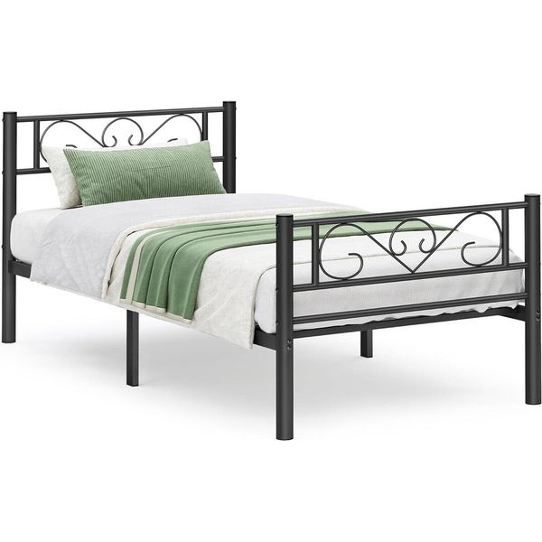 Telaio Per Letto Singolo Vasagle Telaio Per Letto In Metallo, Adatto Per Un Materasso Di 90 X 190 Cm, Per Adulti Bambini Bambini, Non è Necessaria La Molla Del Letto-image