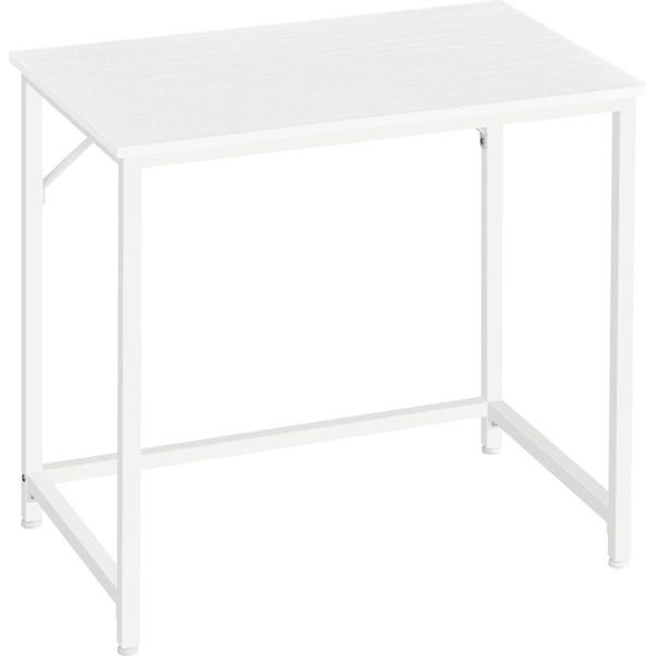 Scrivania Vasagle, Piccola Scrivania Per Computer, Ufficio Per Studio, Camera Da Letto, 50 X 80 X 76 Cm, Struttura Moderna In Metallo, Bianco Acero-image