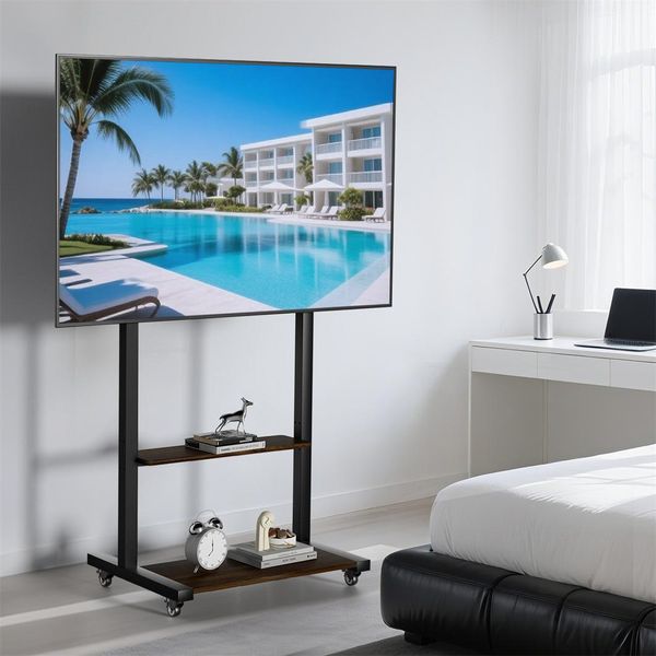 Wisfor Supporto Tv Rollabile, Supporto Tv Regolabile In Altezza Supporto Tv Universale Per 40"-86"", Vesa 600X400Mm, Fino A 50Kg Max"-image