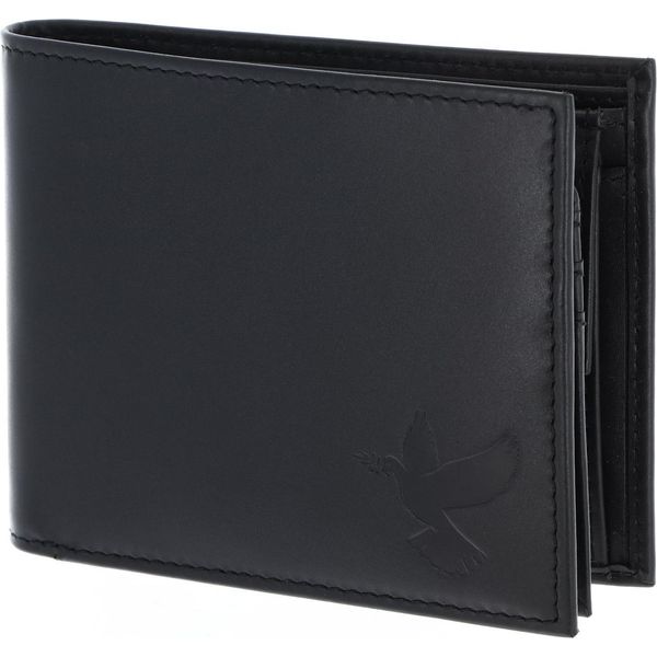 Oxmox Pelle Portafoglio Leather Rfid Protect QuerscheinböRse Freedom Pigeon Embossed Black Nero-image