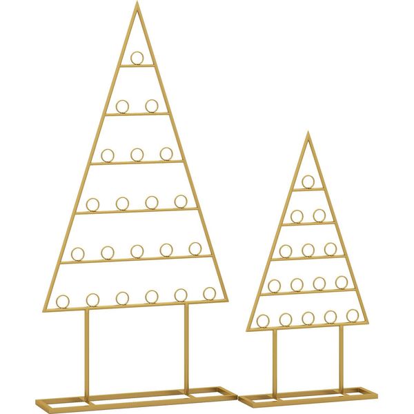 Costway 2Pcs Portabiglietti Da Visita Per Albero Di Natale 76+112,5Cm, Portabiglietti Di Natale Con 36 Clip Rotonde E Cornice In Metallo, Espositore, Decorazione Natalizia-image
